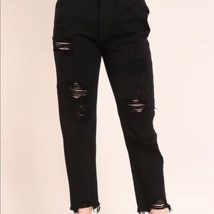 Black Denim Distressed Jeans